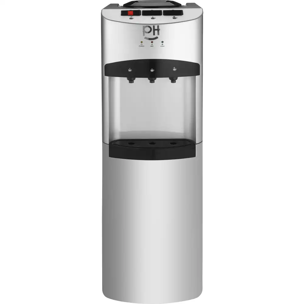pH Water Dispenser, 3 Taps - Silver Black