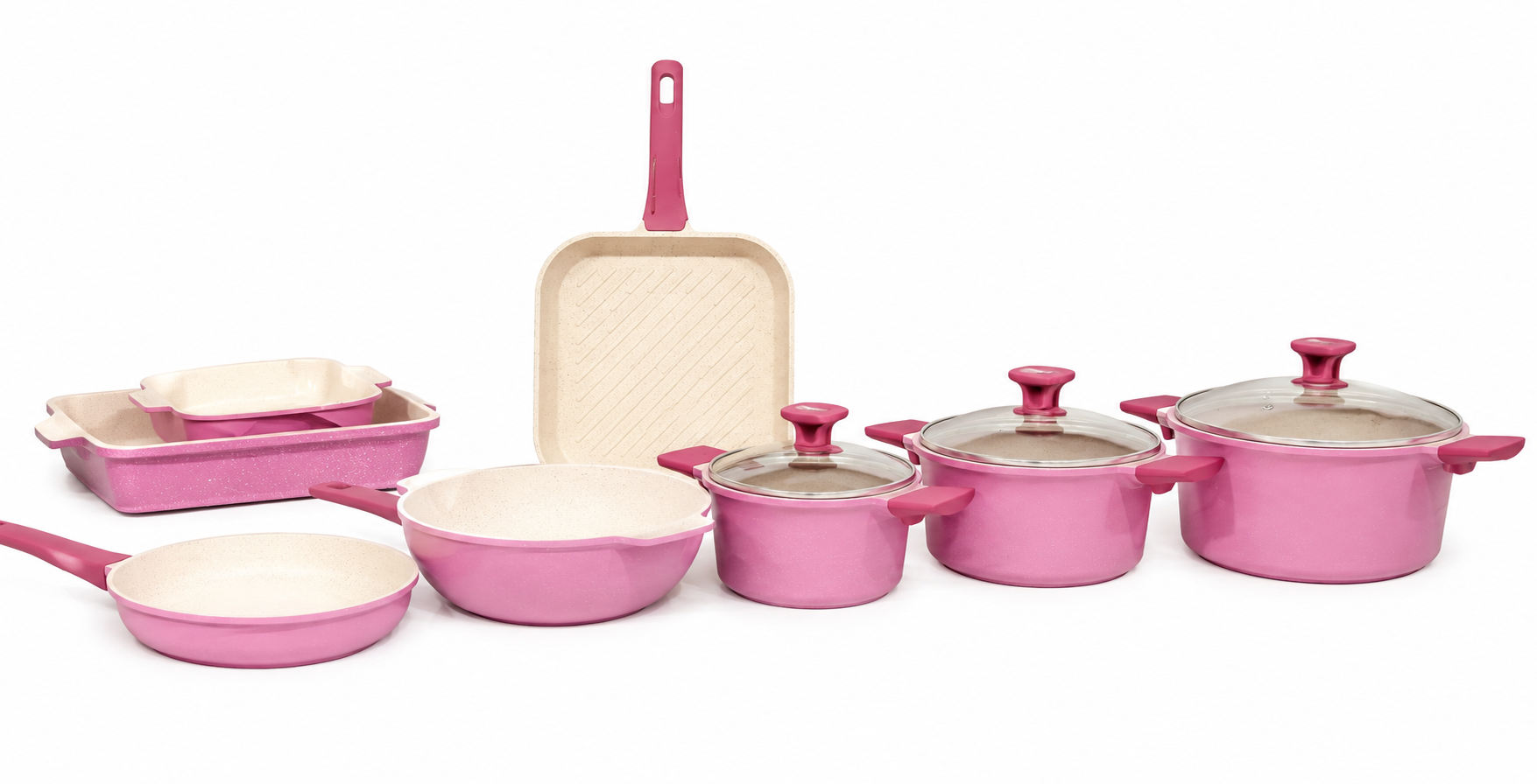Newkline Round Phantom Set with Pyrex 13-piece Dark Pink Lid
