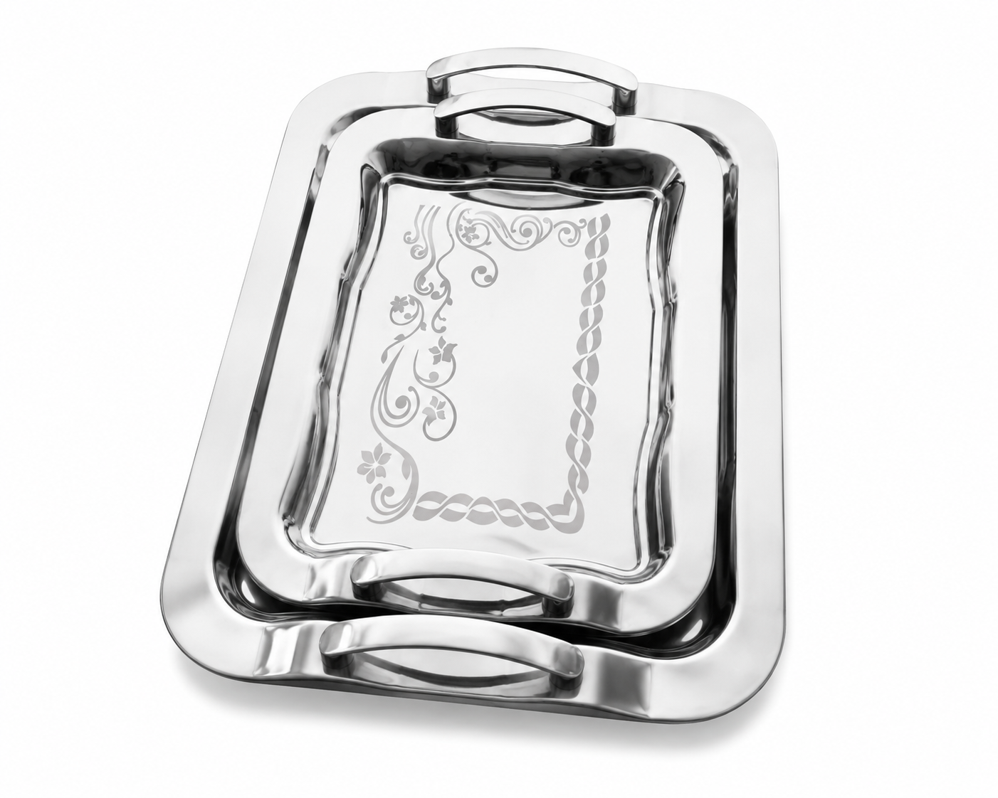 Stainless steel tray set, 2 pieces, KITCHNOVA, code 102