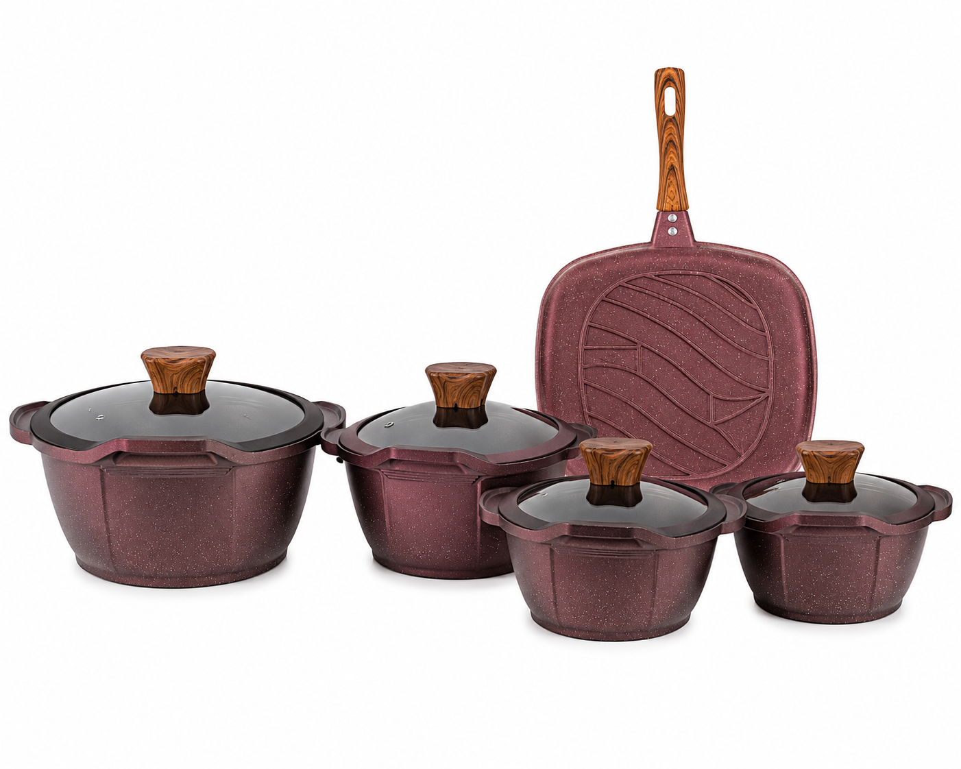 Newklinekroy G Pyrex Square Granite Set 9x4 Pot + Grill