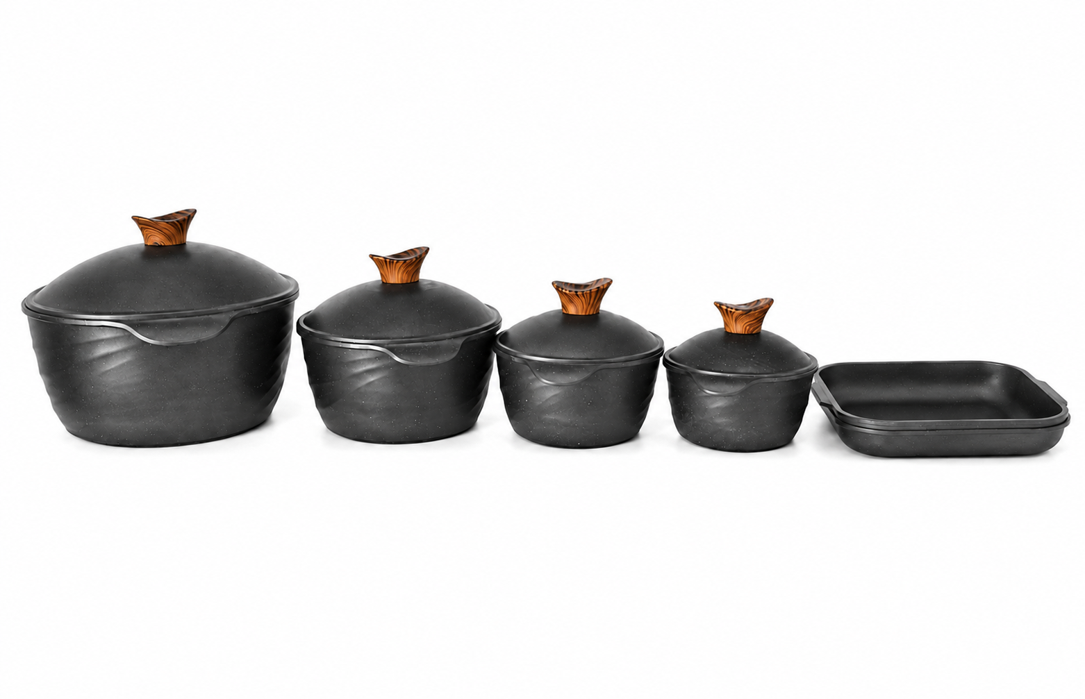 Newkline round granite cookware set (9 pieces, 4 pots + casserole)