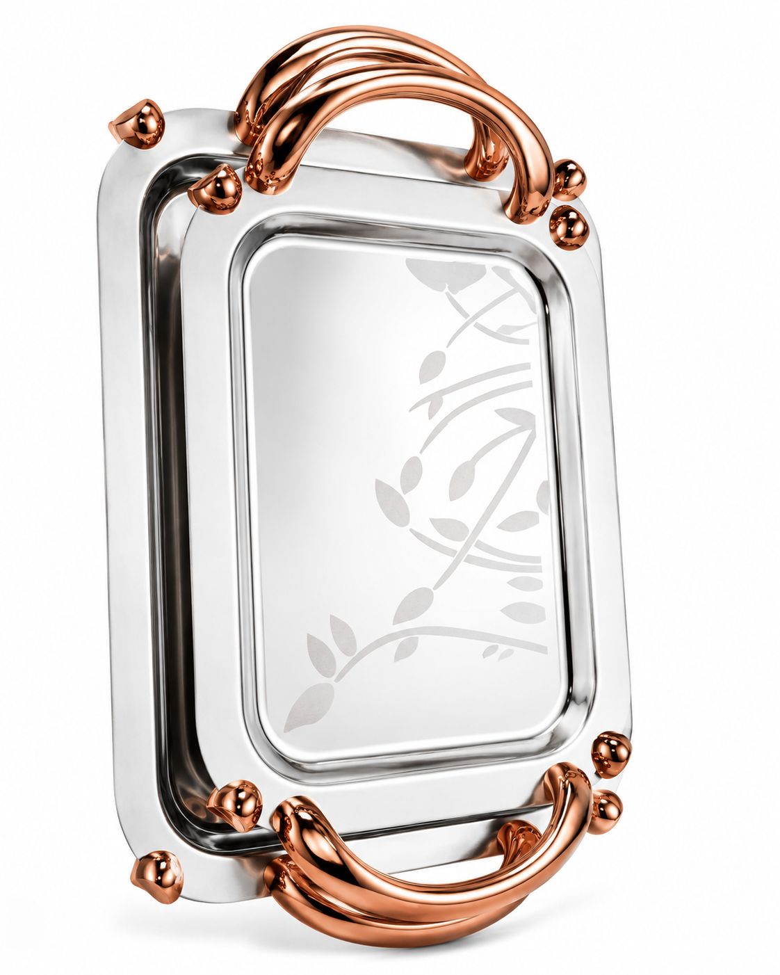 Set of stainless steel trays with legs, 3 pcs, 714, rose gold, KITCHNOVA